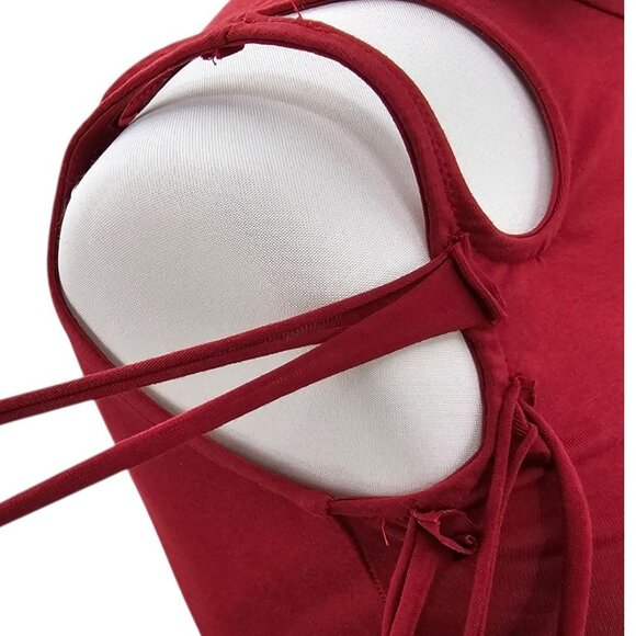 Dolls Kill Darer Wave‎ Womens XXS Modulation Oxblood Strappy Cut Out Dress - Picture 5 of 9